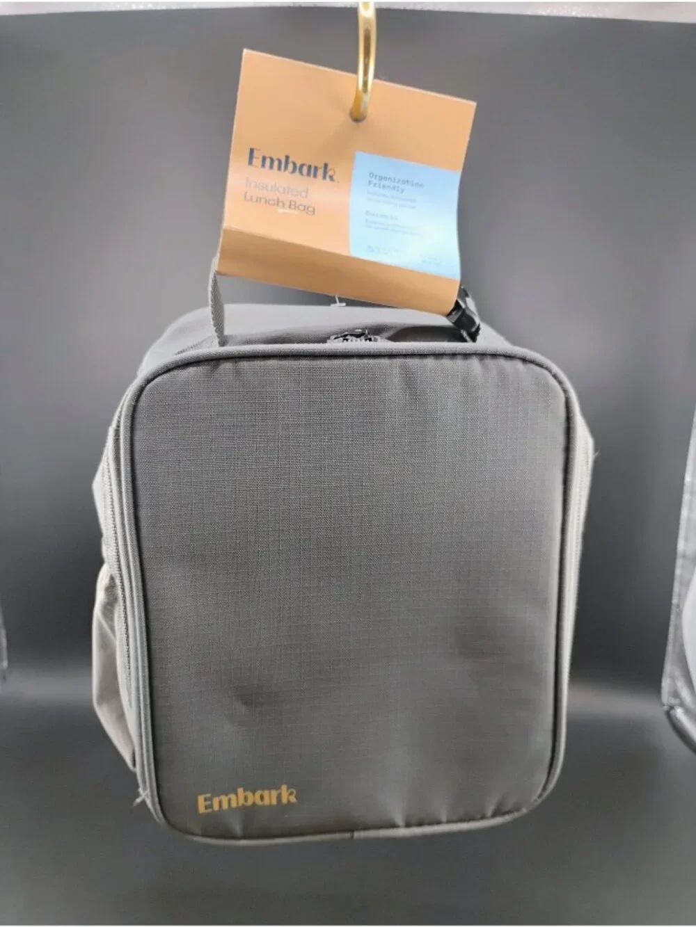 Embark Gray Insulated Lunch Bag With Side Pocket & Mesh Organizer